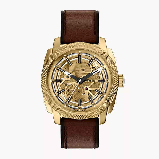 Fossil Men's Machine Automatic Brown Leather Watch