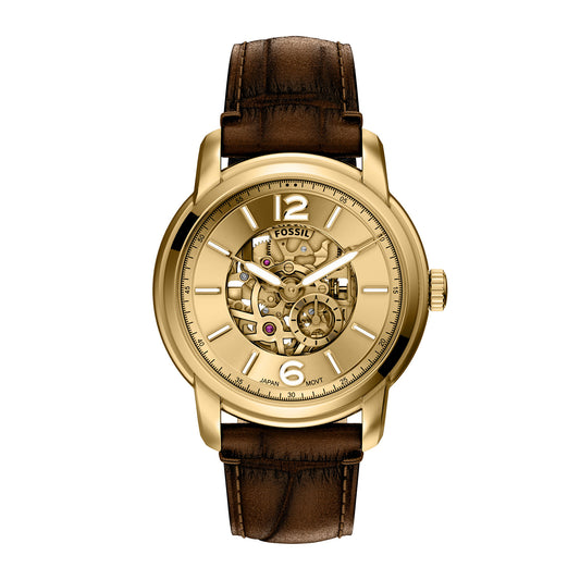 Fossil Men's Fossil Heritage Automatic Brown Croco Leather Watch