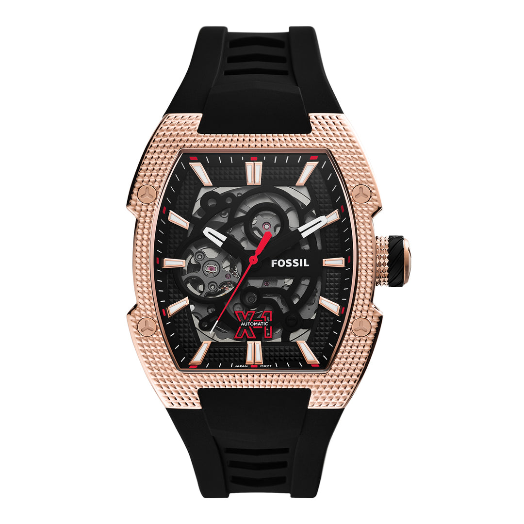 Fossil Men's Machine X1 42mm Automatic Black Silicone Watch