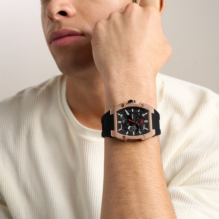 Fossil Men's Machine X1 42mm Automatic Black Silicone Watch