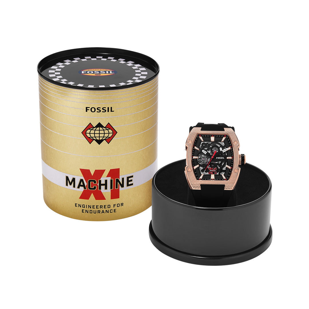 Fossil Men's Machine X1 42mm Automatic Black Silicone Watch