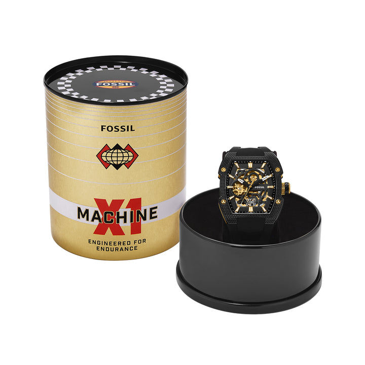 Fossil Men's Machine X1 42mm Automatic Black Silicone Watch