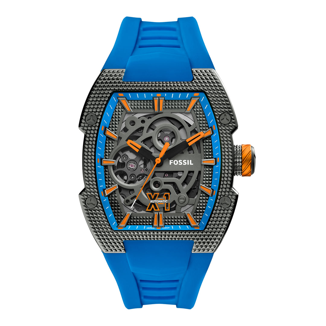 Fossil Men's Machine X1 42mm Automatic Blue Silicone Watch