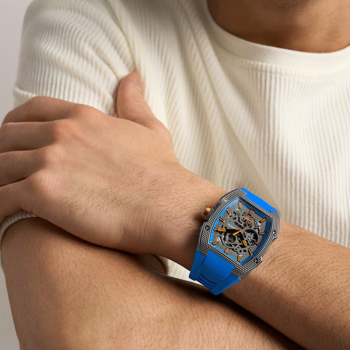 Fossil Men's Machine X1 42mm Automatic Blue Silicone Watch