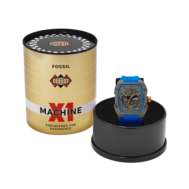 Fossil Men's Machine X1 42mm Automatic Blue Silicone Watch