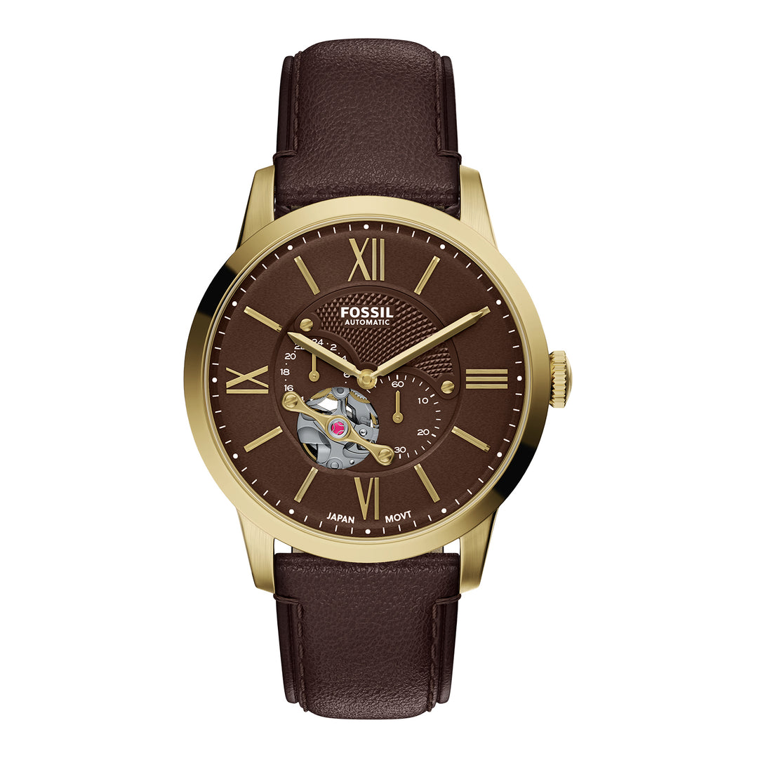 Fossil Men's Townsman 44mm Automatic Brown Leather Watch