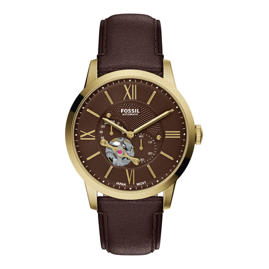 Fossil Men's Townsman 44mm Automatic Brown Leather Watch