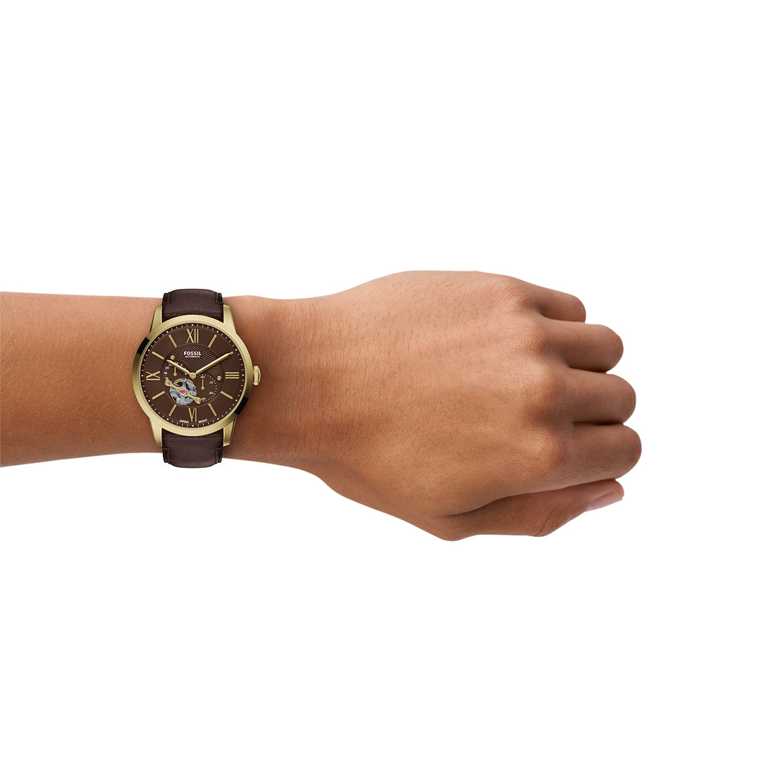 Fossil Men's Townsman 44mm Automatic Brown Leather Watch