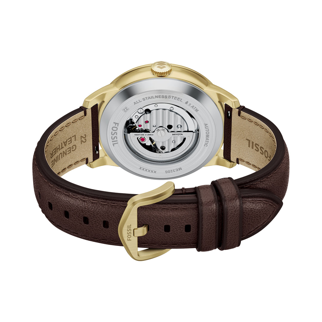 Fossil Men's Townsman 44mm Automatic Brown Leather Watch
