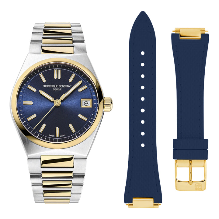 Frederique Constant Hghlife Ladies Quartz Watch in Two-Tone Gold Bracelet + Extra Strap