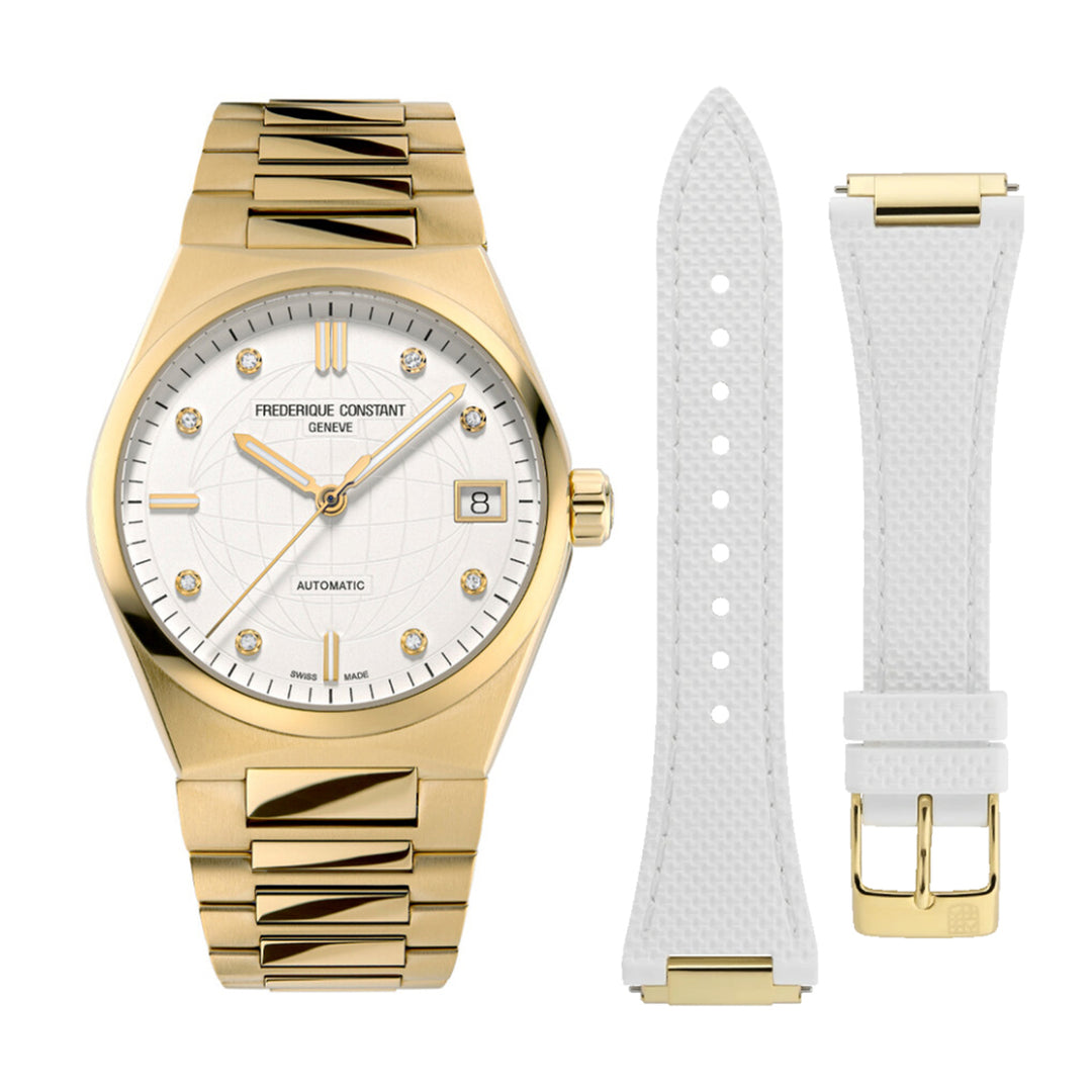 Frederique Constant Highlife Ladies Automatic Watch in Gold-plating + Extra Strap