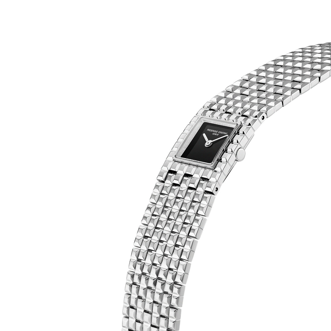 Frederique Constant Ladies Silver Tone Case Black Dial Quartz Watch