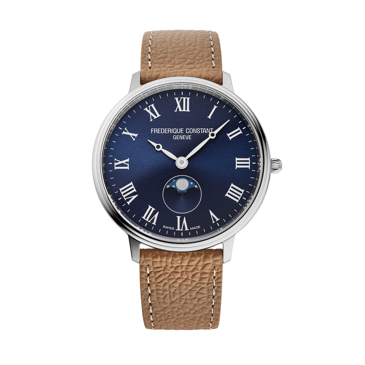 Frederique Constant Men's Silver Tone Case Blue Dial Quartz Watch