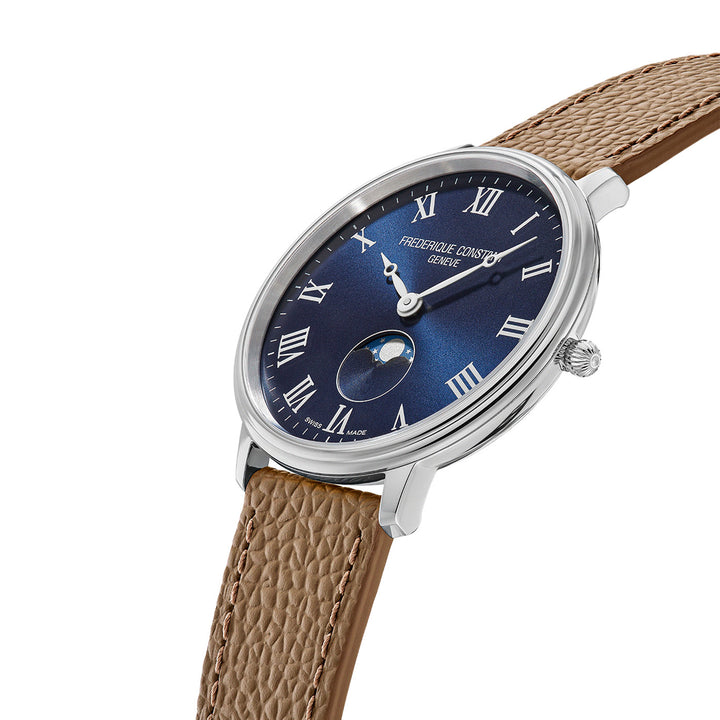 Frederique Constant Men's Silver Tone Case Blue Dial Quartz Watch