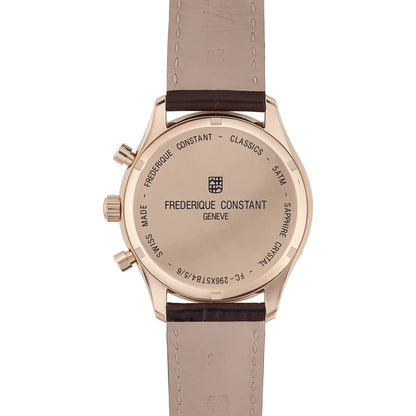 Frederique Constant Men's Rose Gold Tone Case Silver Dial  Quartz Watch - FC-296SW5B4