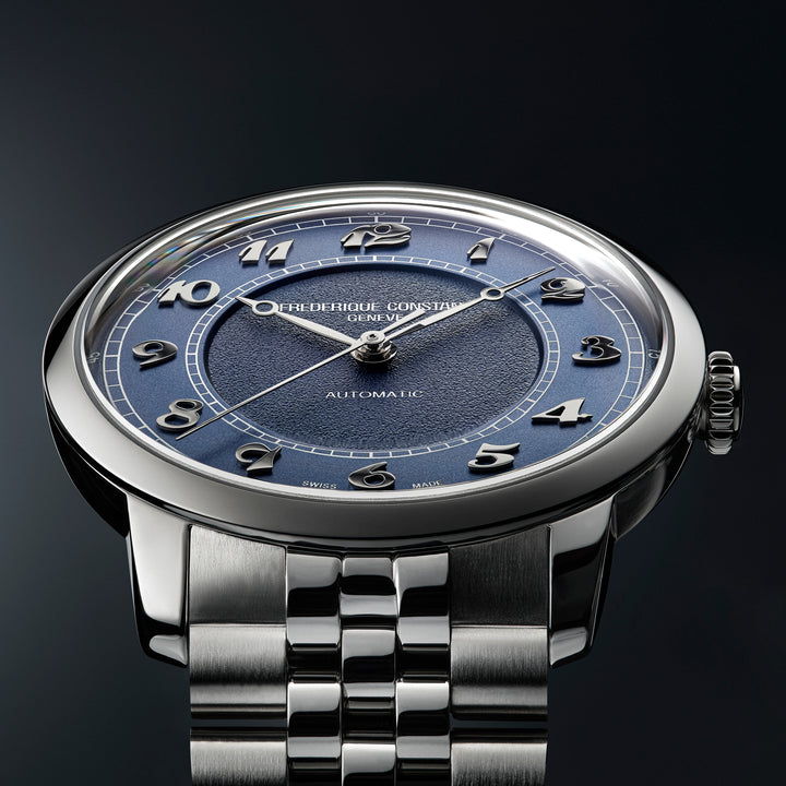 Frederique Constant Men's Silver Tone Case Blue Dial Automatic Watch