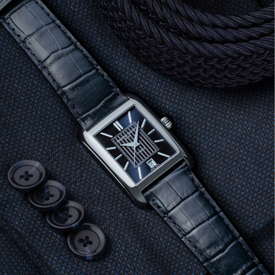 Frederique Constant Men's Silver Tone Case Blue Dial Automatic Watch