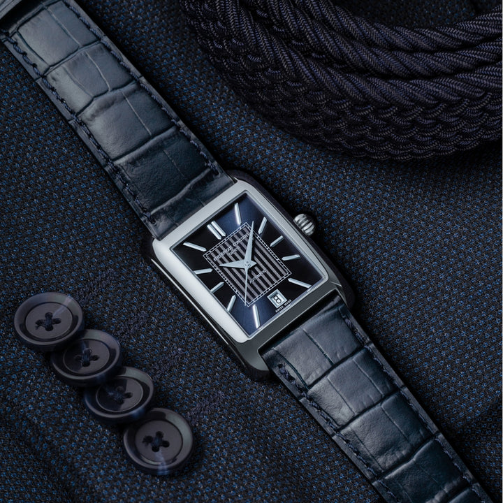 Frederique Constant Men's Silver Tone Case Blue Dial Automatic Watch