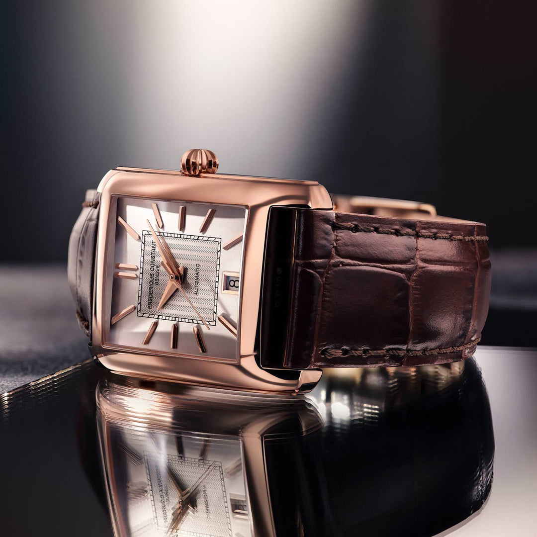 Frederique Constant Men's Rose Gold Tone Case Silver Dial  Automatic Watch
