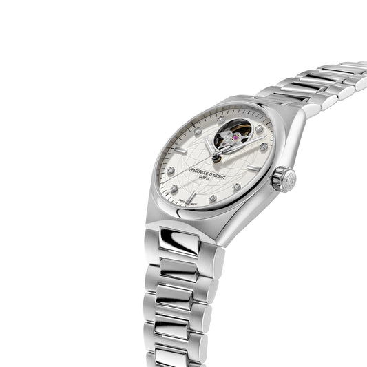 ساعة فريدريك كونستانت للرجال بقرص أبيض وهيكل بلون فضي، أوتوماتيكية