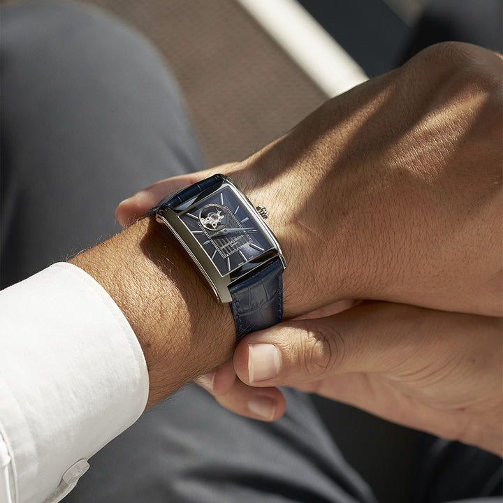 Frederique Constant Men's Silver Tone Case Blue Dial Automatic Watch