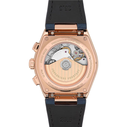 ساعة فريدريك كونستانت رجالية بهيكل بلون الذهب الوردي ومينا أزرق، أوتوماتيكية