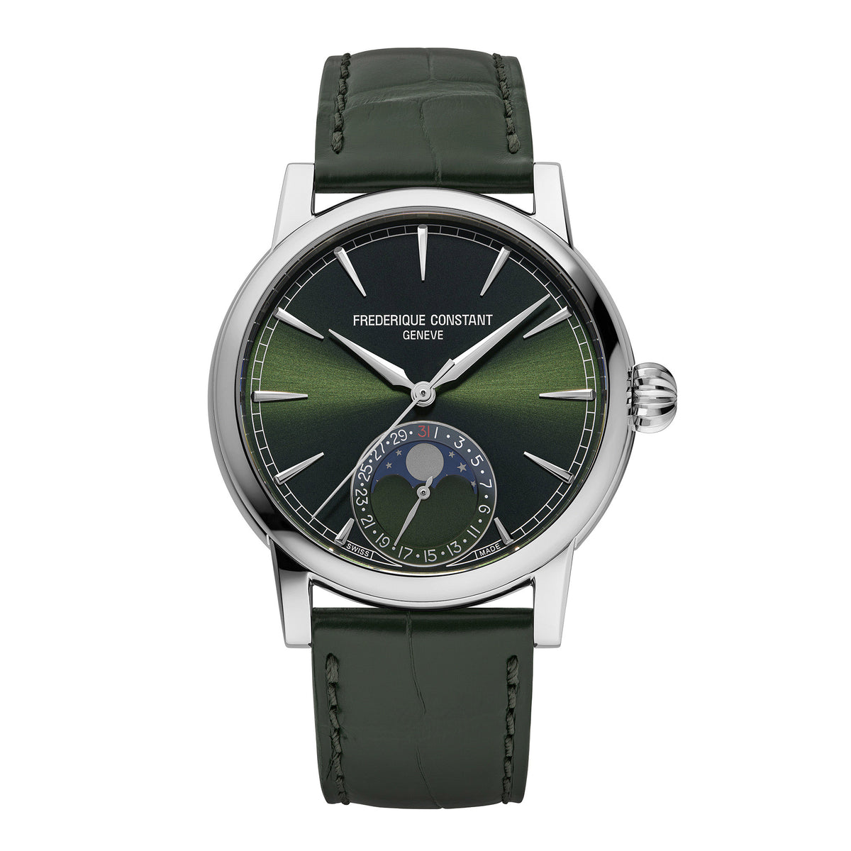 Frederique Constant Men's Silver Tone Case Green Dial  Automatic Watch - FC-716GR3H6