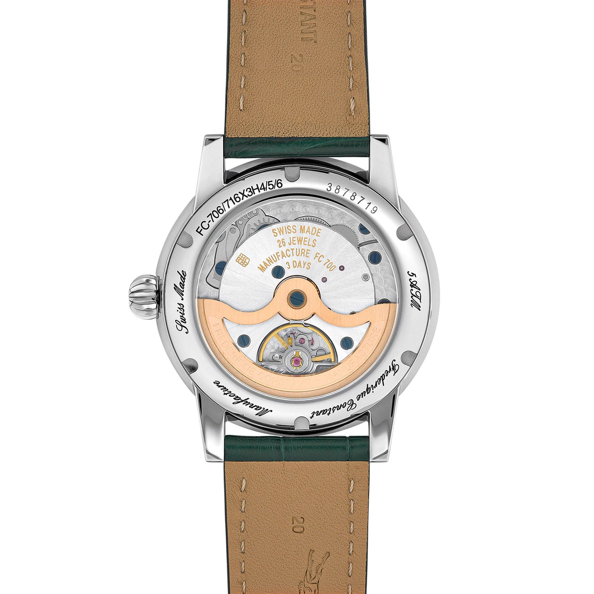 Frederique Constant Men's Silver Tone Case Green Dial  Automatic Watch - FC-716GR3H6