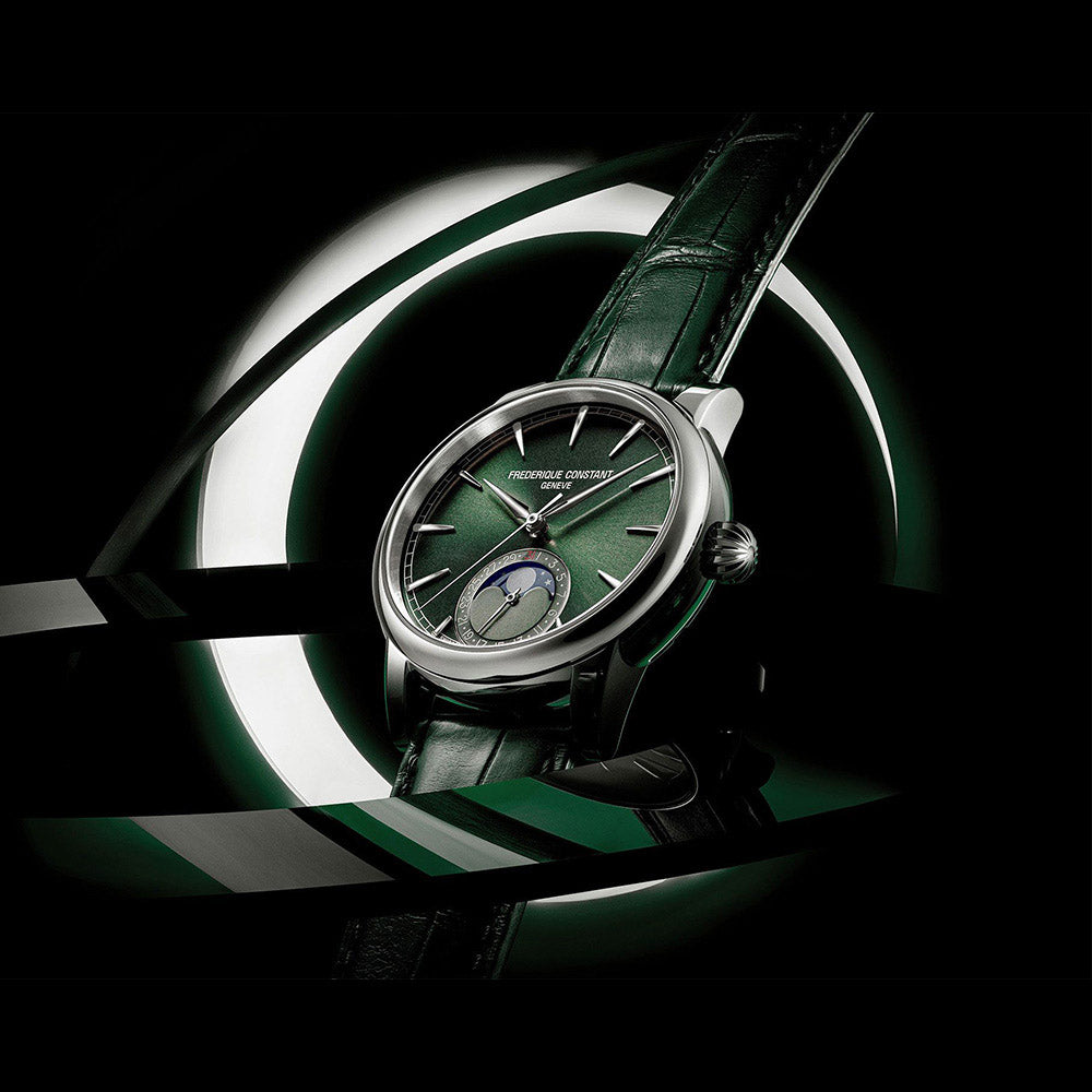 Frederique Constant Men's Silver Tone Case Green Dial  Automatic Watch - FC-716GR3H6