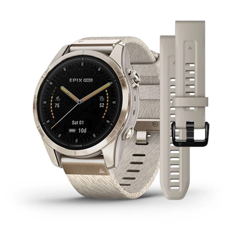 Garmin Epix Pro (Gen 2) Sapphire Edition 42mm Soft Gold With Cream Heathered Nylon Band - 010-02802-20