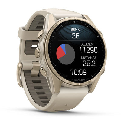 Garmin Fenix 8 - 43mm, Amoled, Sapphire Soft Gold With Fog Gray Dark Sandstone Silicone Band