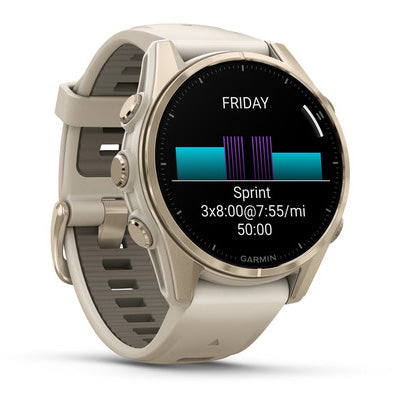 Garmin Fenix 8 - 43mm, Amoled, Sapphire Soft Gold With Fog Gray Dark Sandstone Silicone Band