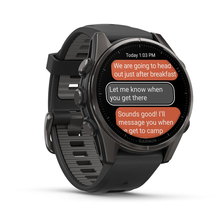 Garmin Fenix 8 - 43mm, Amoled, Sapphire Carbon Gray DLC Titanium With Black/Pebble Gray Silicone