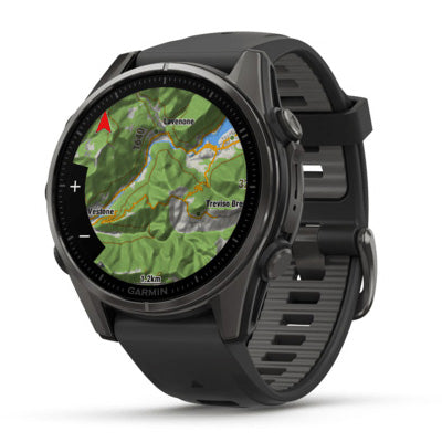 Garmin Fenix 8 - 43mm, Amoled, Sapphire Carbon Gray DLC Titanium With Black/Pebble Gray Silicone