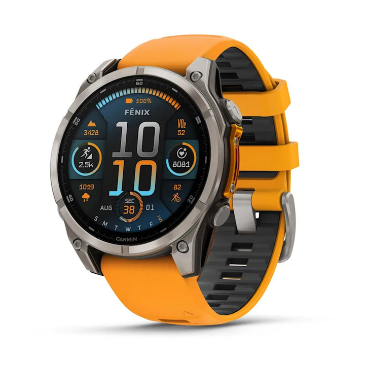 Garmin Fenix 8 - 47mm, Amoled, Sapphire Titanium With Spark Orange Graphite Silicone Band