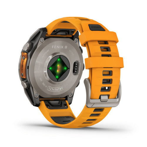 Garmin Fenix 8 - 47mm, Amoled, Sapphire Titanium With Spark Orange Graphite Silicone Band