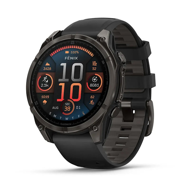 Garmin Fenix 8 - 47mm, Amoled, Sapphire Carbon Gray DLC Titanium With Black/Pebble Gray Silicone