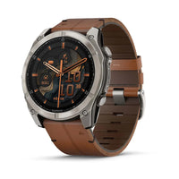 Garmin Fenix 8 - 51mm, Amoled, Sapphire Bare Titanium Black With Chestnut Leather Band Plus Graphite Silicone Band