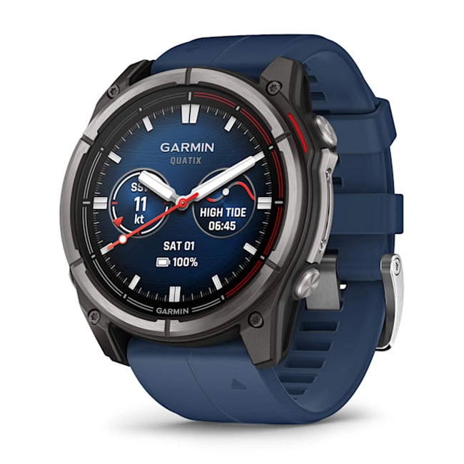 Garmin Quatix 8 - 51mm Amoled Sapphire Titanium Bezel With Captain Blue Silicone Band