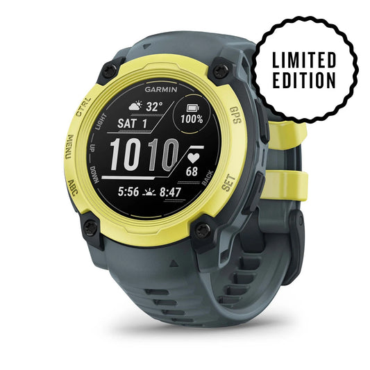 ساعة Garmin Instinct E، مقاس 40 مم بإطار بلون أخضر ليموني (Electric Lime) وحزام بلون الغسق (Twilight)