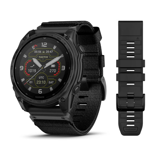 Garmin Tactix 8, 51 mm Solar Ab Elite Sapphire Lens Black Dlc Titanium With Tactical Black Nylon Band And a Black Silicone Band