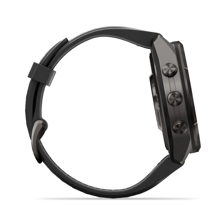 GARMIN FENIX 9 PRO 43MM AMOLED LTE CARBON GRAY DLC TITANIUM WITH BLACK PEBBLE GREY SILICONE BAND