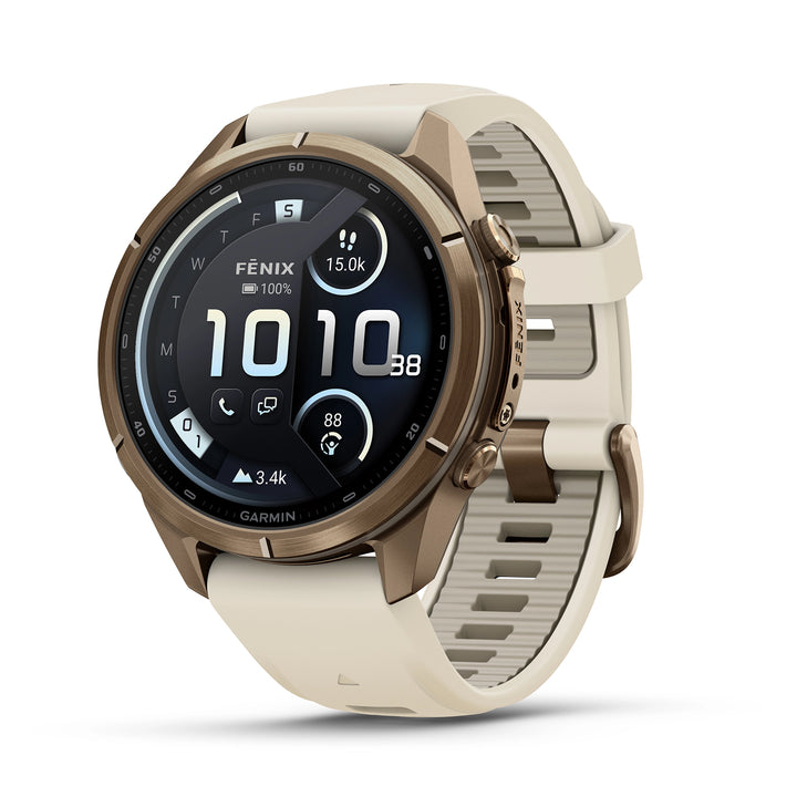GARMIN FENIX 9 PRO 43MM AMOLED LTE AUTUMN GOLD TITANIUM WITH CREAM FRENCH GREY SILICONE BAND