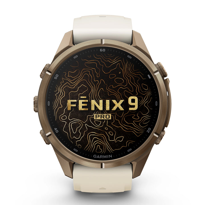 GARMIN FENIX 9 PRO 43MM AMOLED LTE AUTUMN GOLD TITANIUM WITH CREAM FRENCH GREY SILICONE BAND