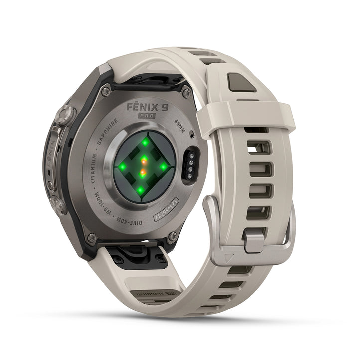 GARMIN FENIX 9 PRO 43MM AMOLED AUTUMN GOLD TITANIUM WITH CREAM FRENCH GREY SILICONE BAND