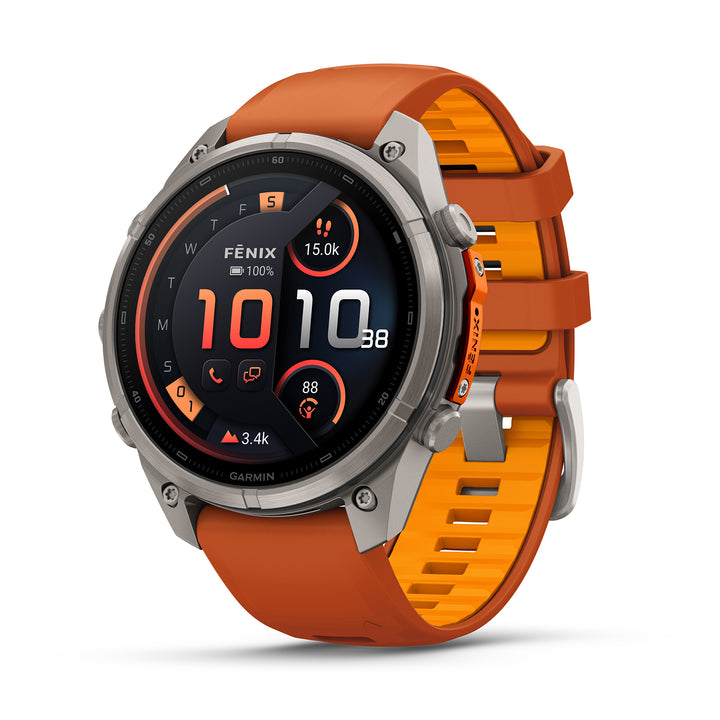 GARMIN FENIX 9 PRO 47MM AMOLED LTE TITANIUM WITH AUTUMN ORANGE SPARK ORANGE SILICONE BAND