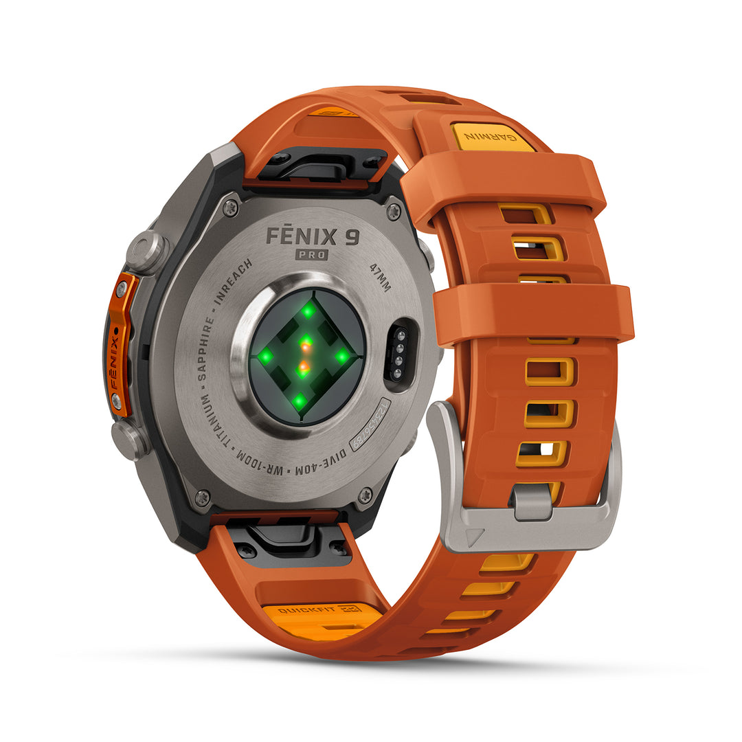 GARMIN FENIX 9 PRO 47MM AMOLED LTE TITANIUM WITH AUTUMN ORANGE SPARK ORANGE SILICONE BAND