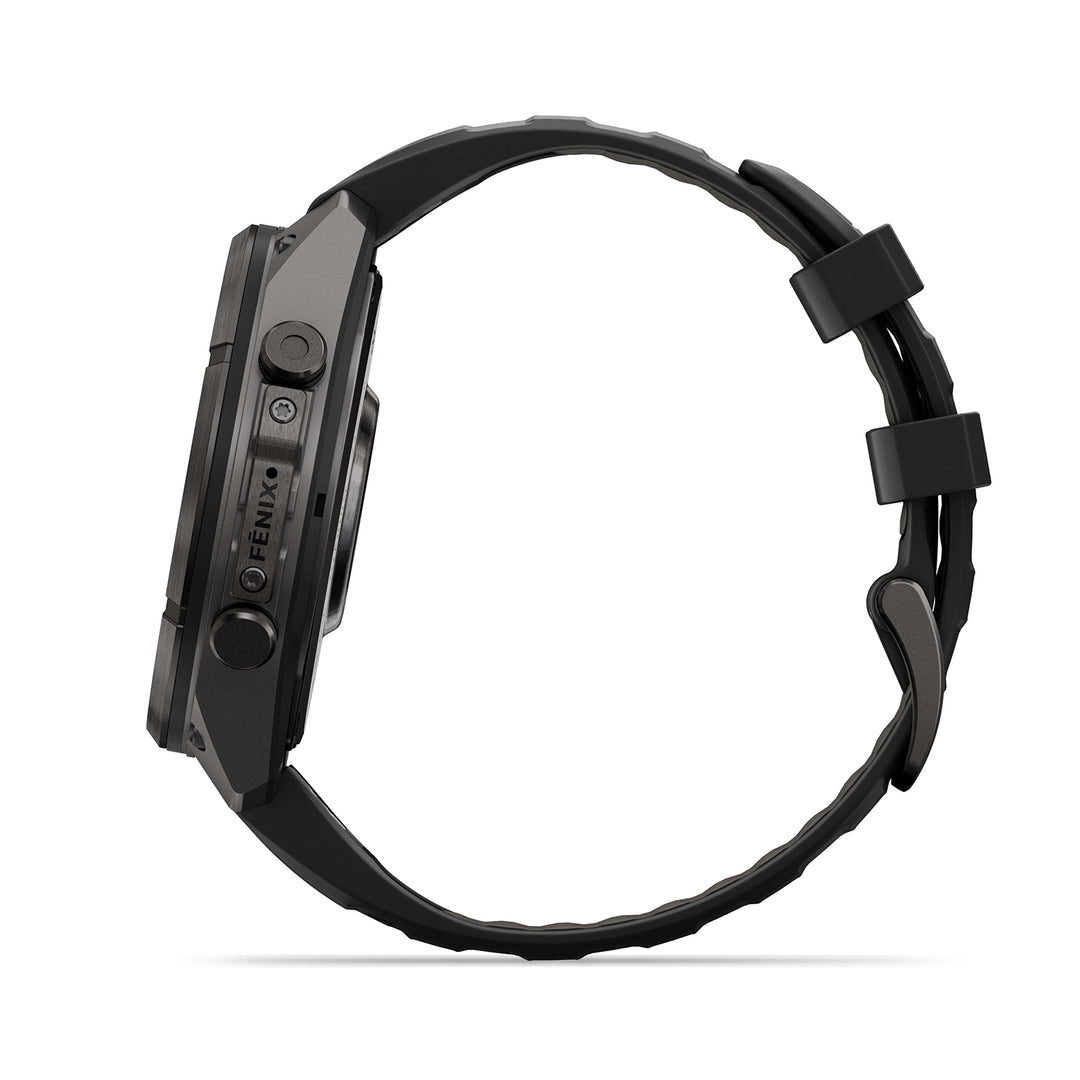 GARMIN FENIX 9 PRO 47MM AMOLED LTE CARBON GRAY DLC TITANIUM WITH BLACK PEBBLE GREY SILICONE BAND