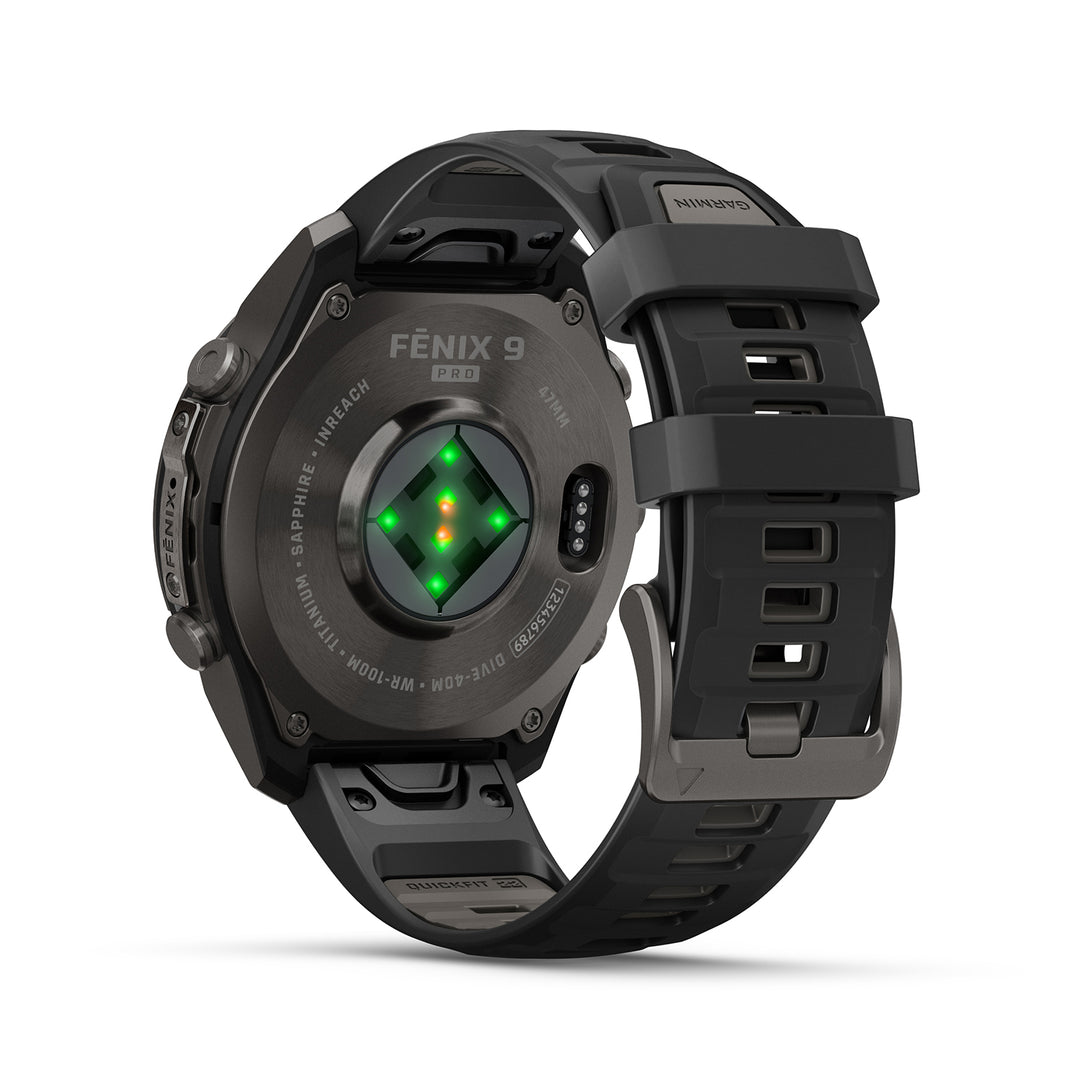 GARMIN FENIX 9 PRO 47MM AMOLED LTE CARBON GRAY DLC TITANIUM WITH BLACK PEBBLE GREY SILICONE BAND