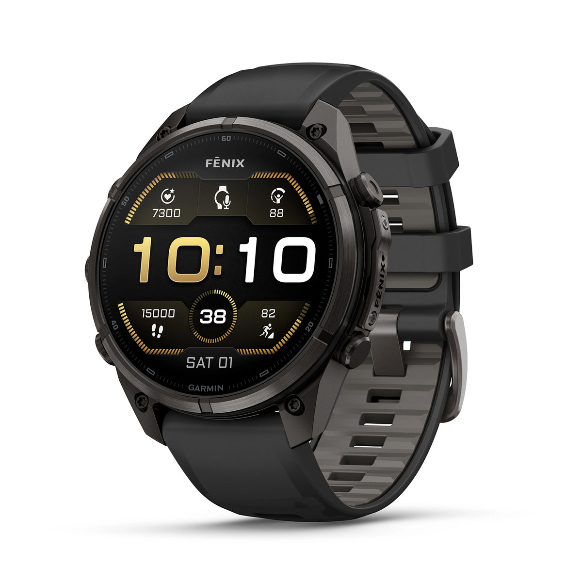 GARMIN FENIX 9 PRO 47MM AMOLED CARBON GRAY DLC TITANIUM WITH BLACK PEBBLE GREY SILICONE BAND - 010-04336-16